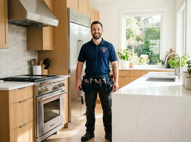 Appliance Repair Hero technician in a Bigelow, AR kitchen after an appliance repair